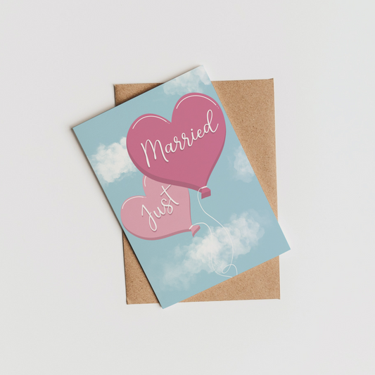 Just Married Balloons Greeting Card