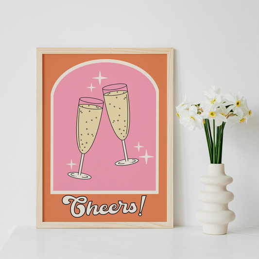 Cheers Champagne Glasses Print