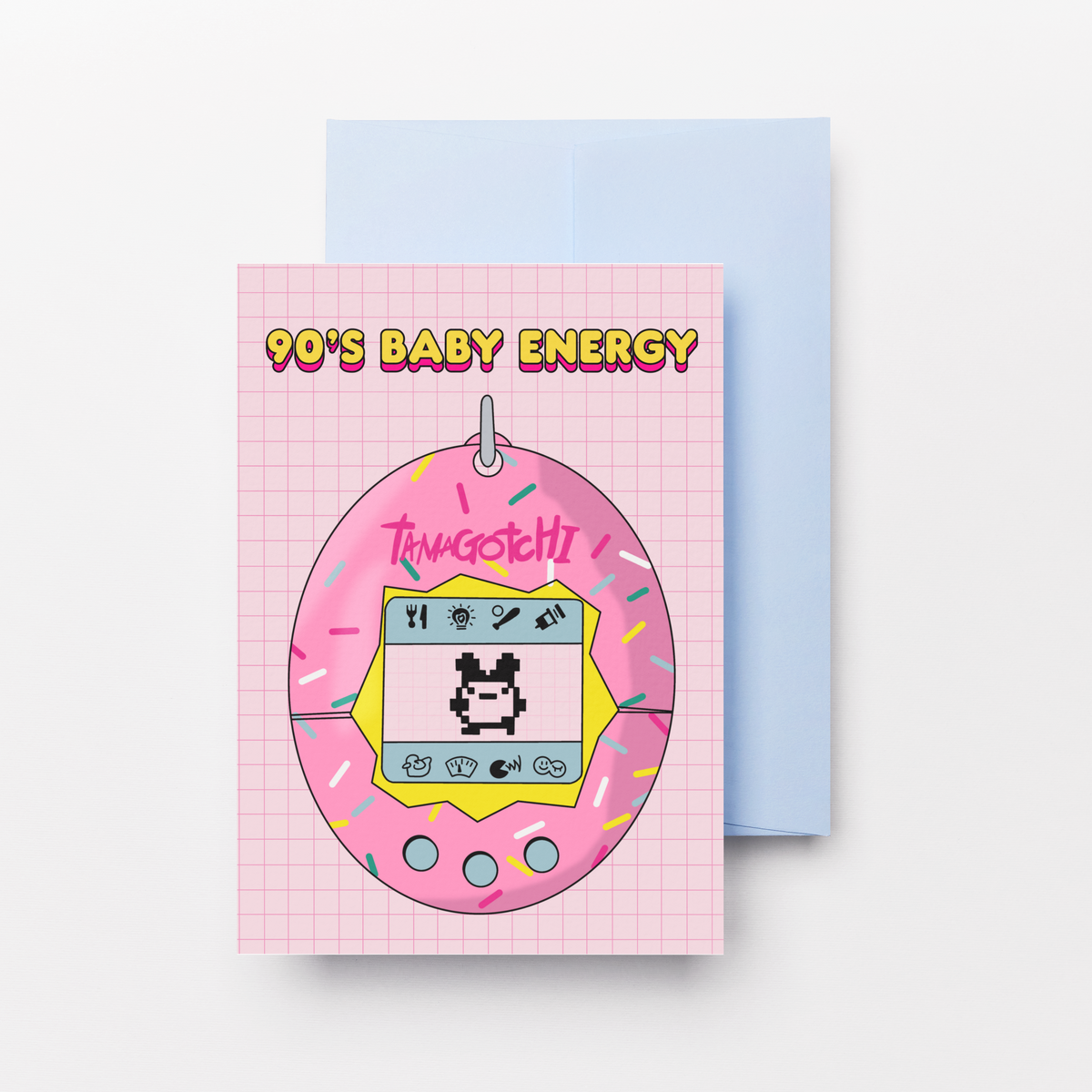 90s Baby Energy Tamagotchi Greeting Card