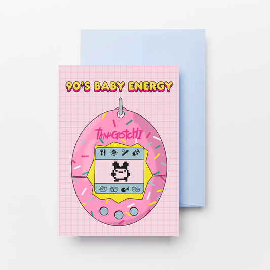 90s Baby Energy Tamagotchi Greeting Card