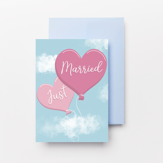 Just Married Balloons Greeting Card