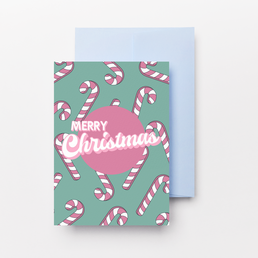 Merry Christmas Candy Canes Greeting Card