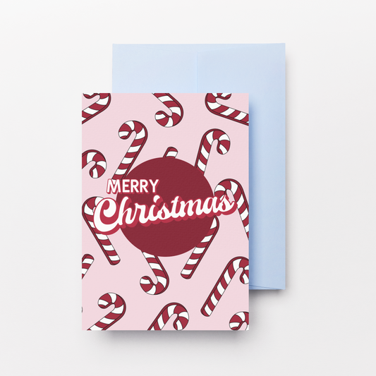 Merry Christmas Candy Canes Greeting Card