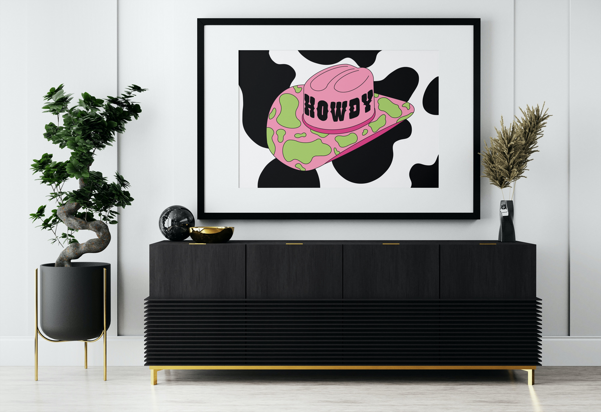 Howdy Cowgirl Hat Print