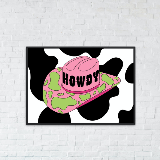 Howdy Cowgirl Hat Print
