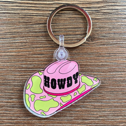 Howdy Cowgirl Hat Keychain