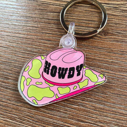 Howdy Cowgirl Hat Keychain