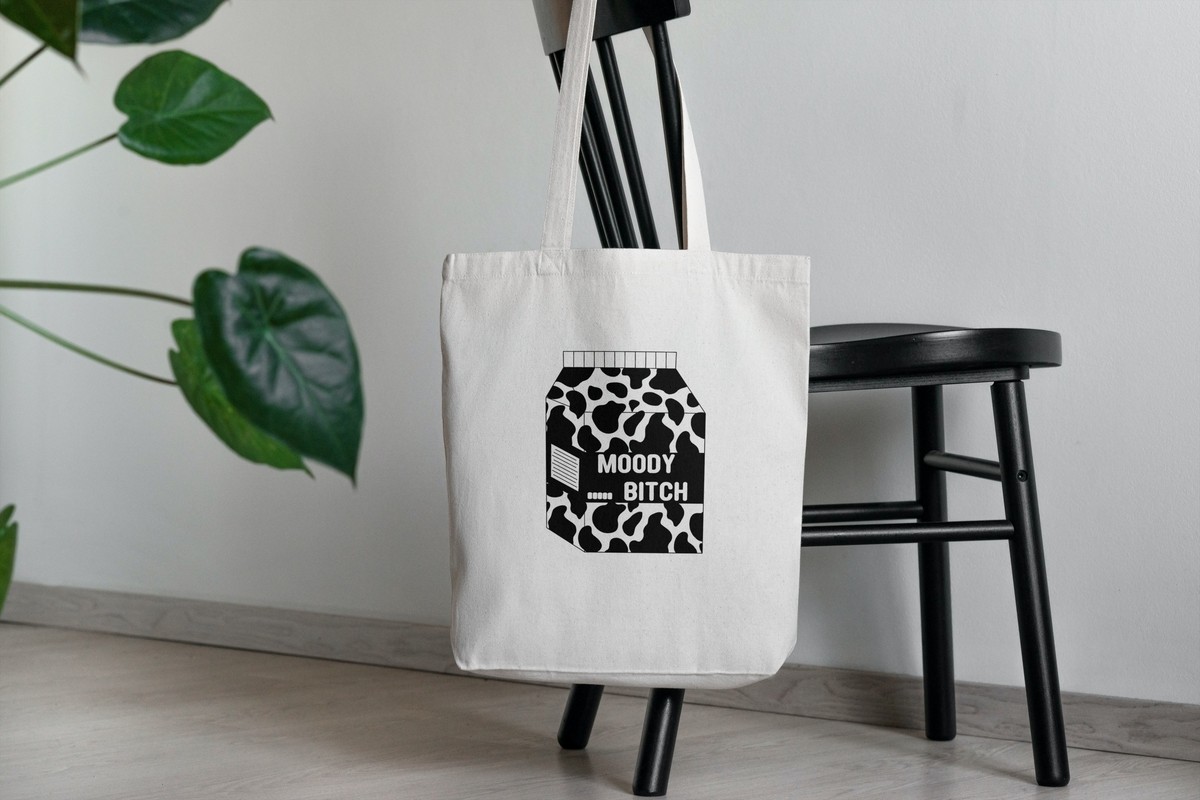 Moody Bitch Milk Carton Tote Bag