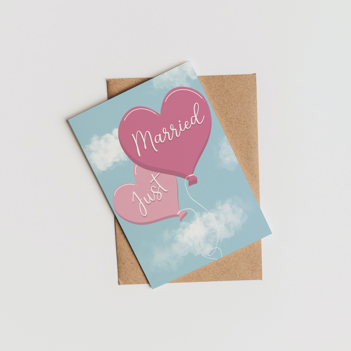 Just Married Balloons Greeting Card