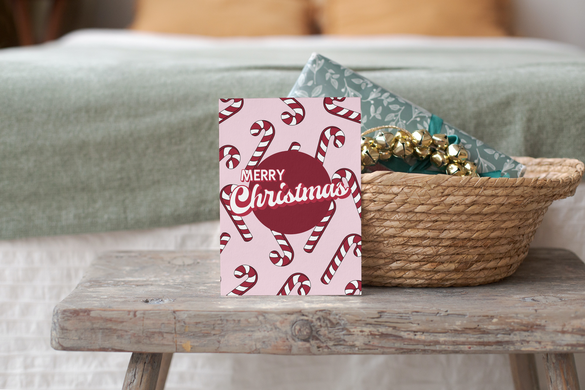 Merry Christmas Candy Canes Greeting Card