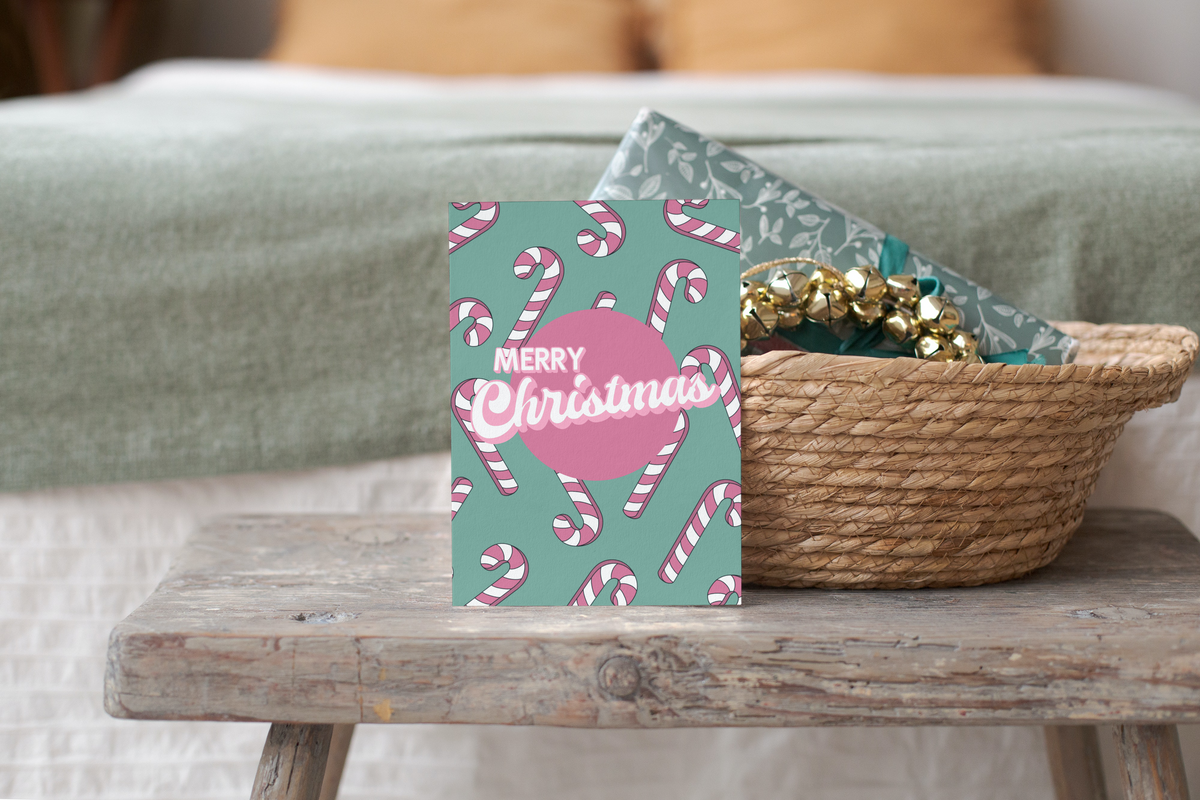 Merry Christmas Candy Canes Greeting Card