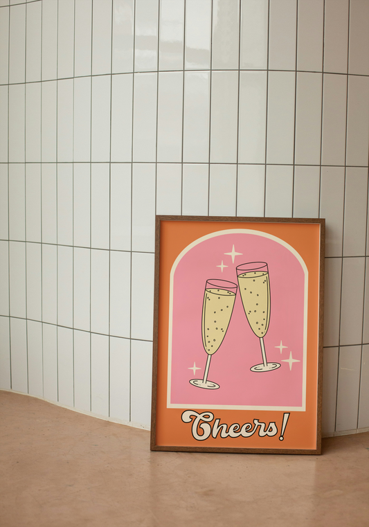 Cheers Champagne Glasses Print
