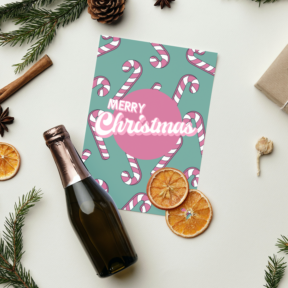 Merry Christmas Candy Canes Greeting Card